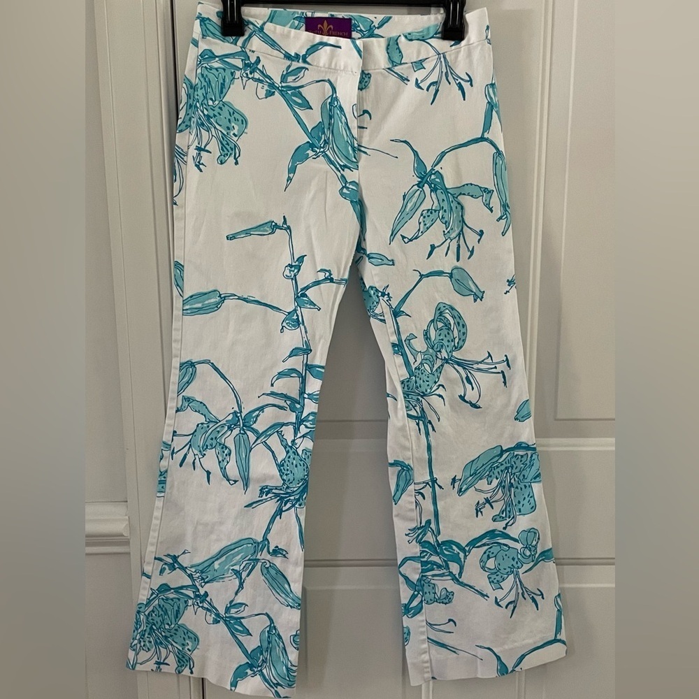Tutu French White & Blue Floral Print Pants – Size 2